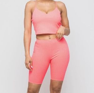 Women pink outfit